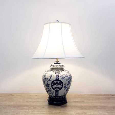 CJW-DH-BW1: Round ceramic table lamp with a white base - Just Anthony