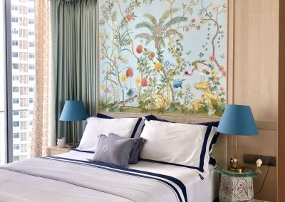 Customized handpainted silk wall-covering