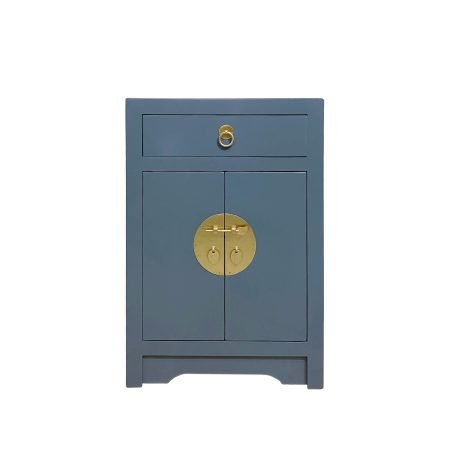 Deco blue chinese bedside cabinet