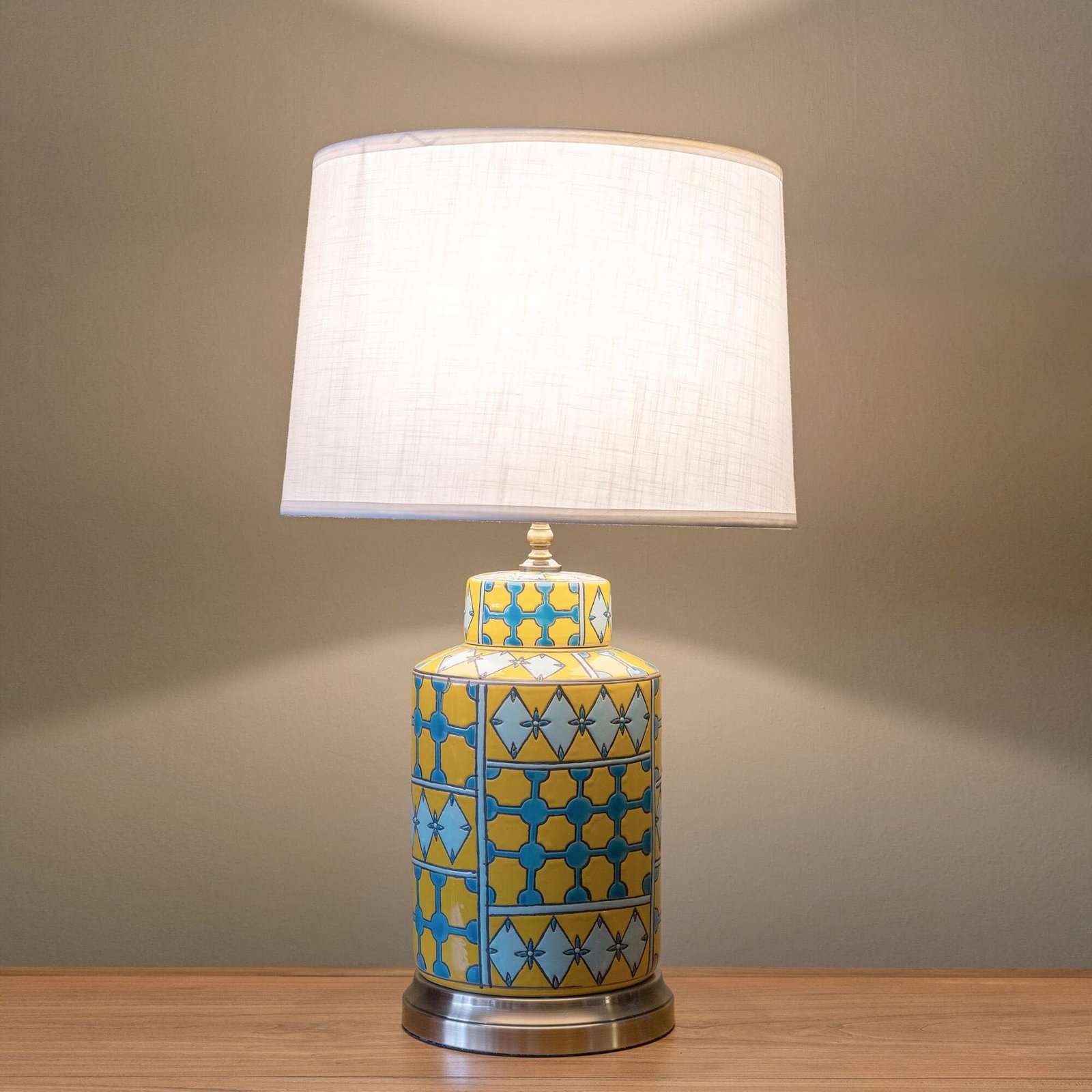 yellow ceramic table lamp