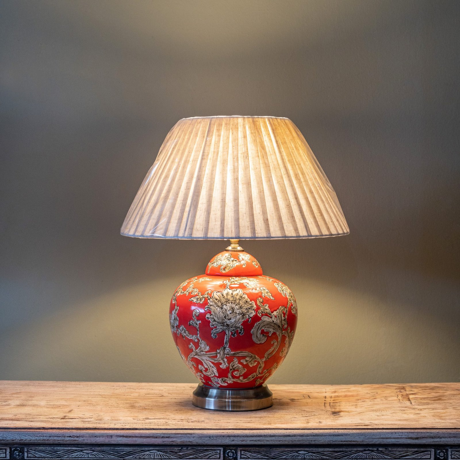 red and white lamp