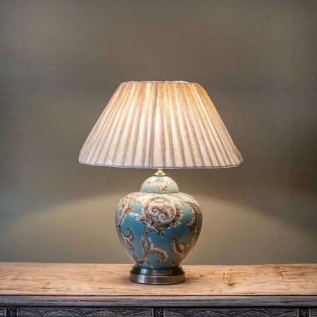 teal and white lamp