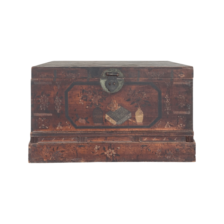 Chinese antique wooden chest with painting