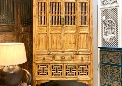 Chinese antique tall kitchen cabinet in light brown