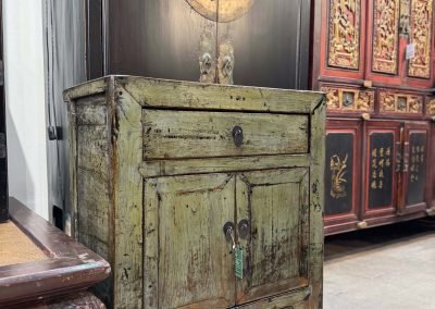 Chinese antique furniture shanxi distressed green small cabinet